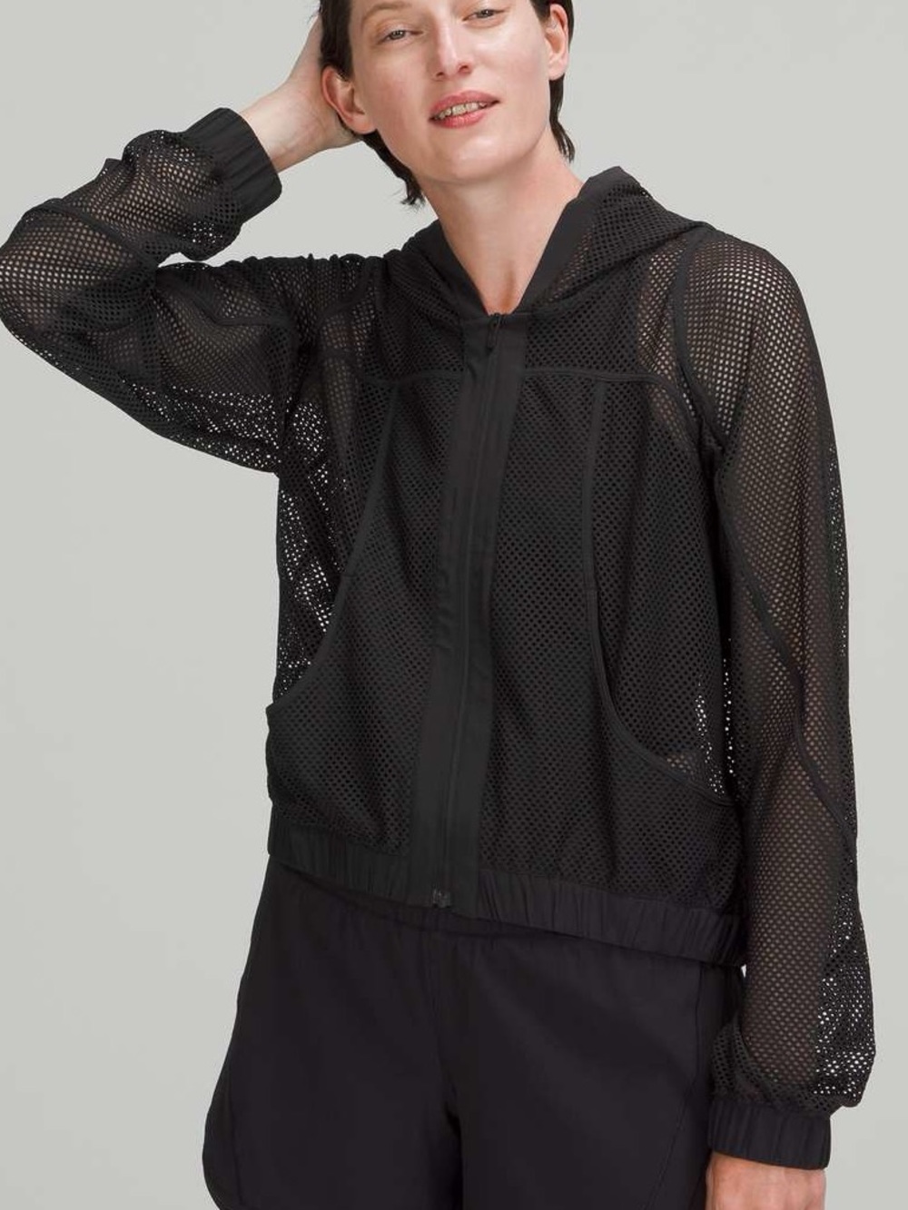 NWT Lululemon Relaxed Fit Hooded Mesh Jacket size 8 in Black